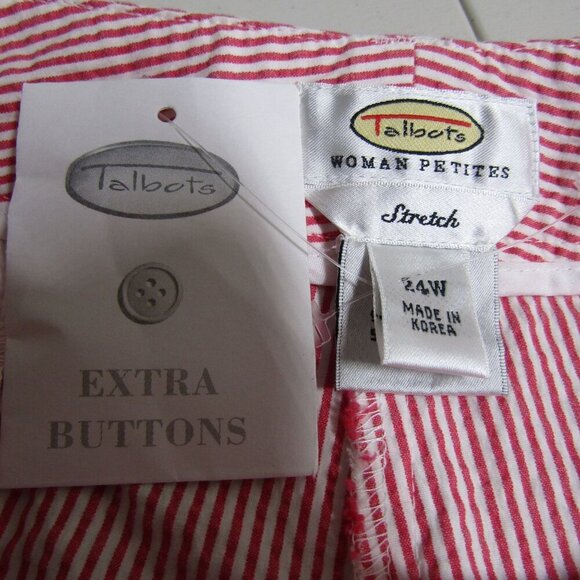 TALBOTS NWOT Pink Stripe SEERSUCKER 24W petite Beach Coastal Cruise Shorts - Picture 4 of 7